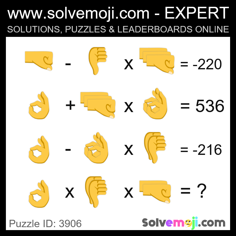 Solvemoji Emoji Math Puzzle 3906